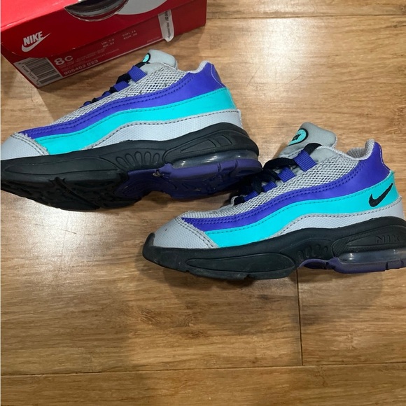 Toddler boy Nike Air Max '95 TD in Gray, Blue, and Black 8c - Picture 3 of 4